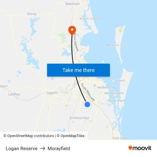 Logan Reserve to Morayfield map