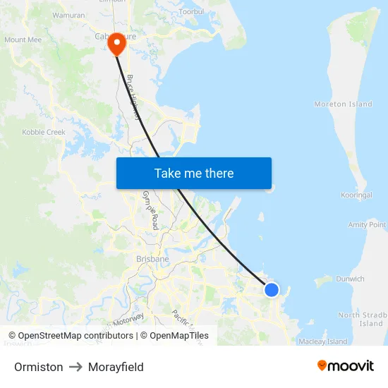 Ormiston to Morayfield map