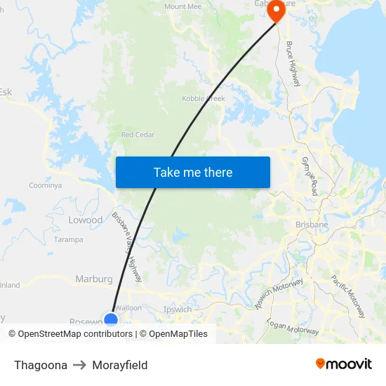 Thagoona to Morayfield map