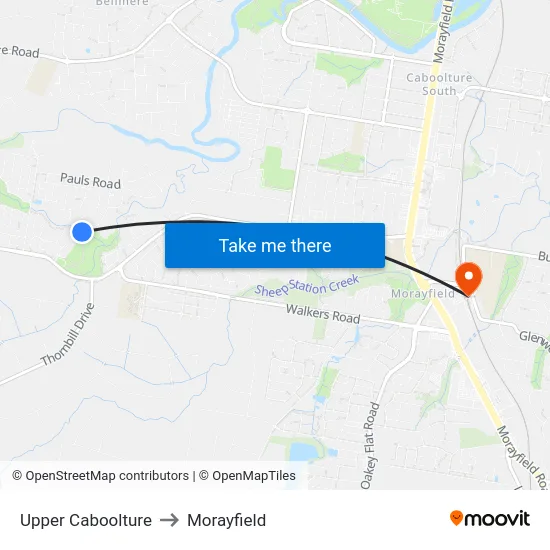 Upper Caboolture to Morayfield map