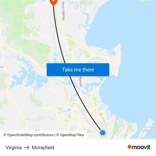 Virginia to Morayfield map