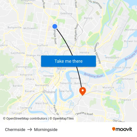 Chermside to Morningside map