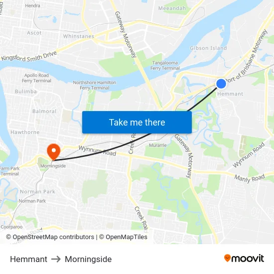 Hemmant to Morningside map