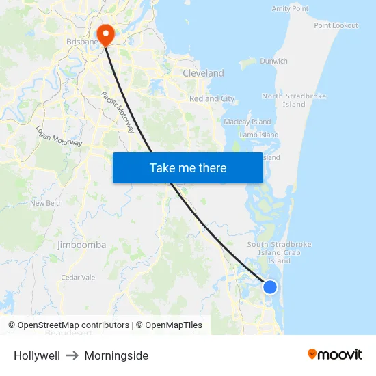 Hollywell to Morningside map