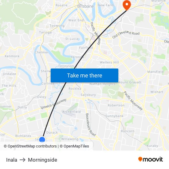 Inala to Morningside map