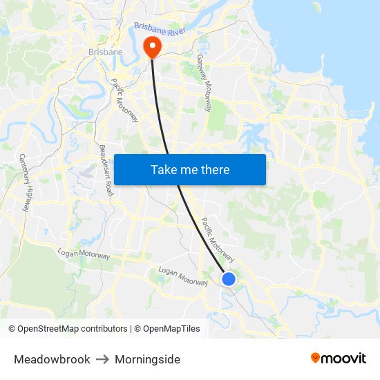 Meadowbrook to Morningside map