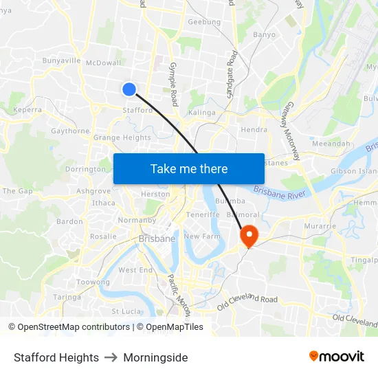 Stafford Heights to Morningside map
