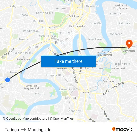 Taringa to Morningside map