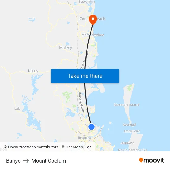 Banyo to Mount Coolum map