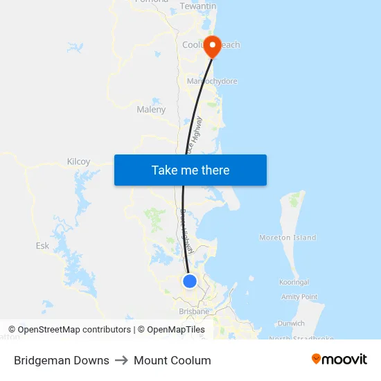 Bridgeman Downs to Mount Coolum map