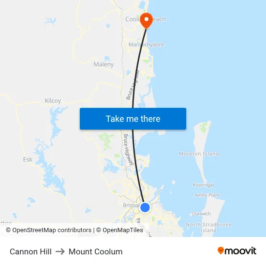 Cannon Hill to Mount Coolum map
