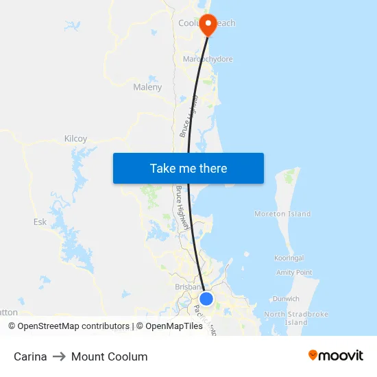 Carina to Mount Coolum map