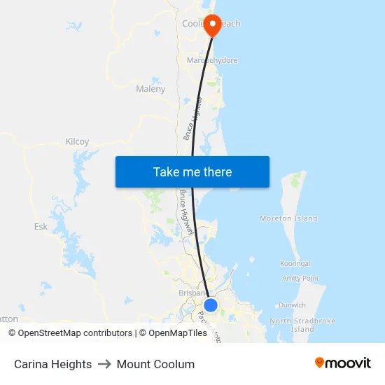 Carina Heights to Mount Coolum map