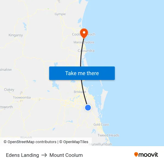 Edens Landing to Mount Coolum map