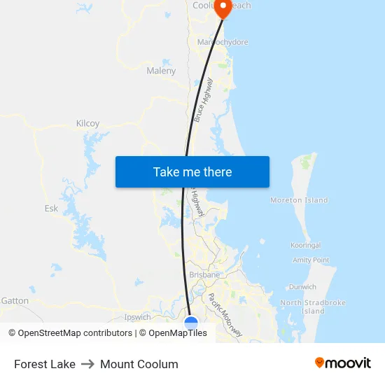 Forest Lake to Mount Coolum map