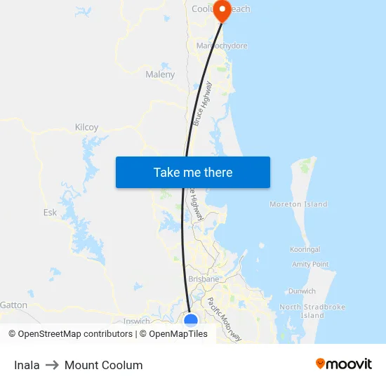 Inala to Mount Coolum map