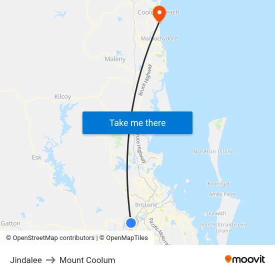 Jindalee to Mount Coolum map