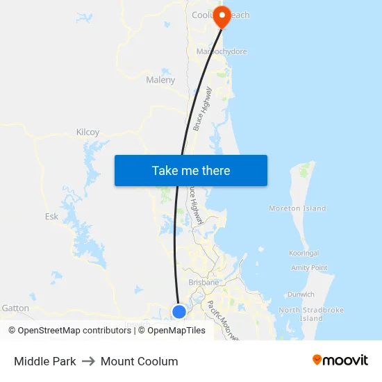 Middle Park to Mount Coolum map