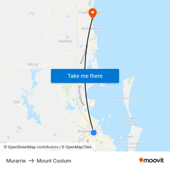 Murarrie to Mount Coolum map