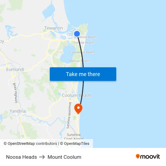 Noosa Heads to Mount Coolum map