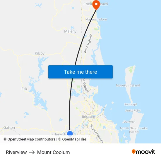 Riverview to Mount Coolum map