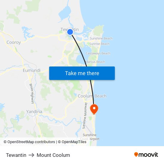 Tewantin to Mount Coolum map