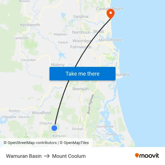 Wamuran Basin to Mount Coolum map