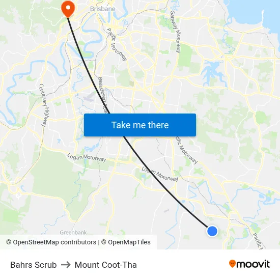 Bahrs Scrub to Mount Coot-Tha map