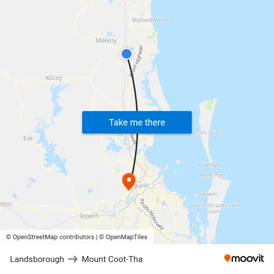Landsborough to Mount Coot-Tha map