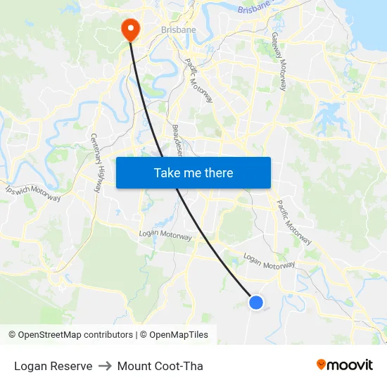 Logan Reserve to Mount Coot-Tha map