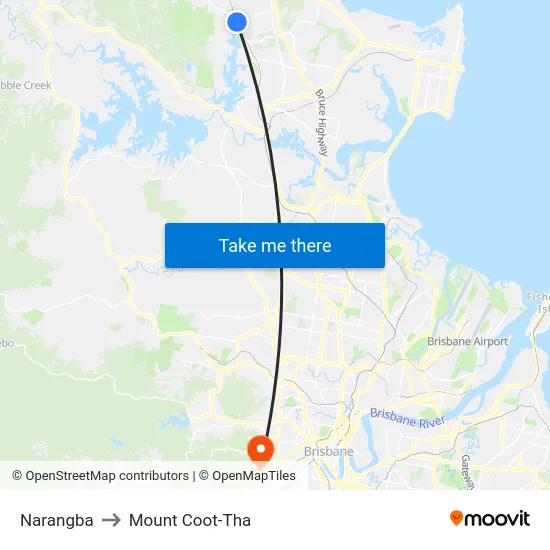 Narangba to Mount Coot-Tha map
