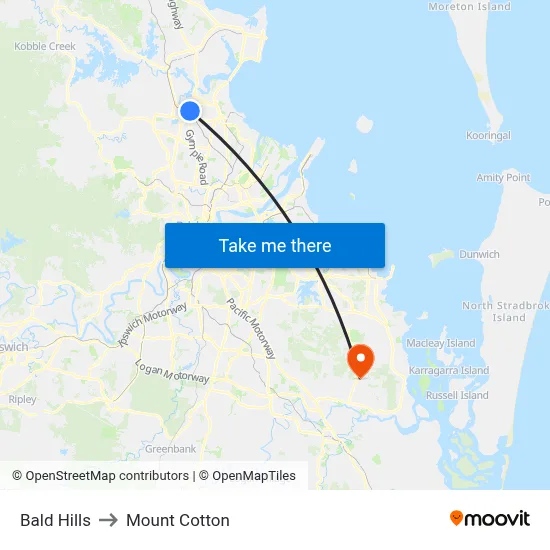 Bald Hills to Mount Cotton map