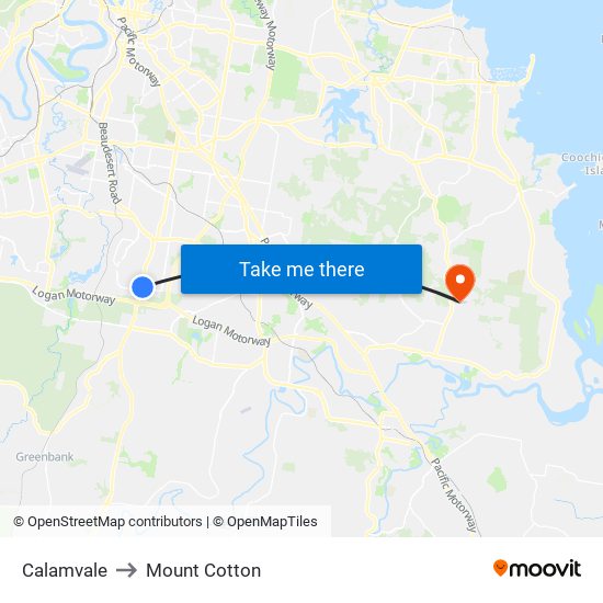 Calamvale to Mount Cotton map