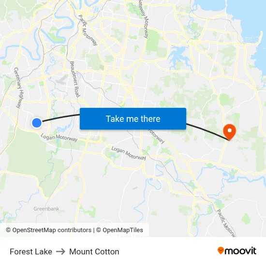 Forest Lake to Mount Cotton map