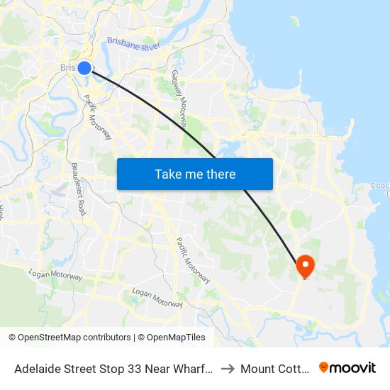 Adelaide Street Stop 33 Near Wharf St to Mount Cotton map