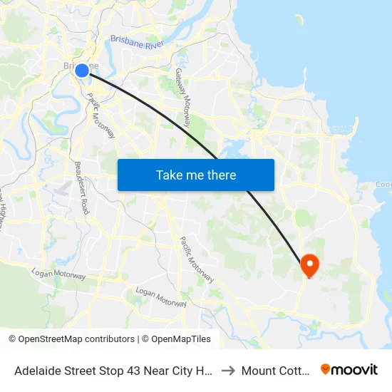 Adelaide Street Stop 43 Near City Hall to Mount Cotton map