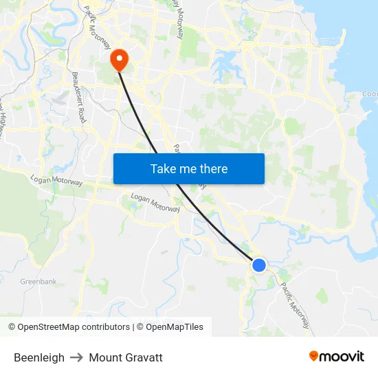 Beenleigh to Mount Gravatt map