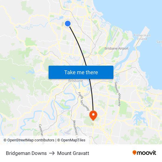 Bridgeman Downs to Mount Gravatt map