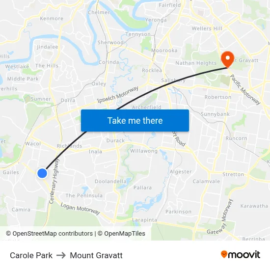 Carole Park to Mount Gravatt map