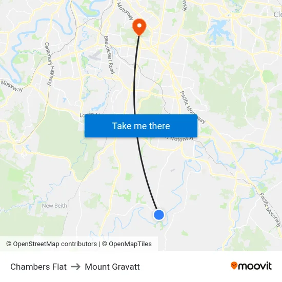 Chambers Flat to Mount Gravatt map