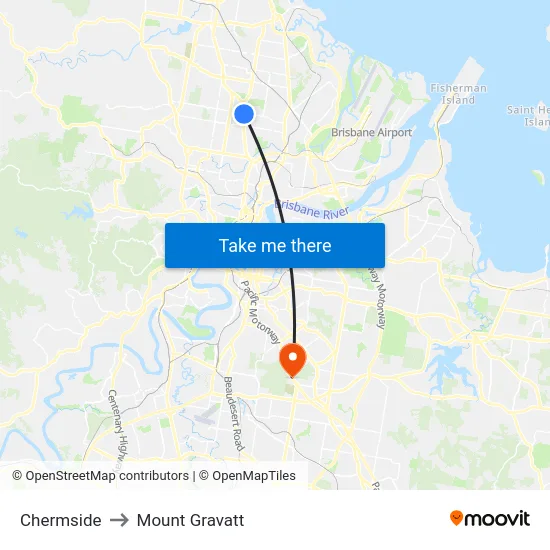 Chermside to Mount Gravatt map