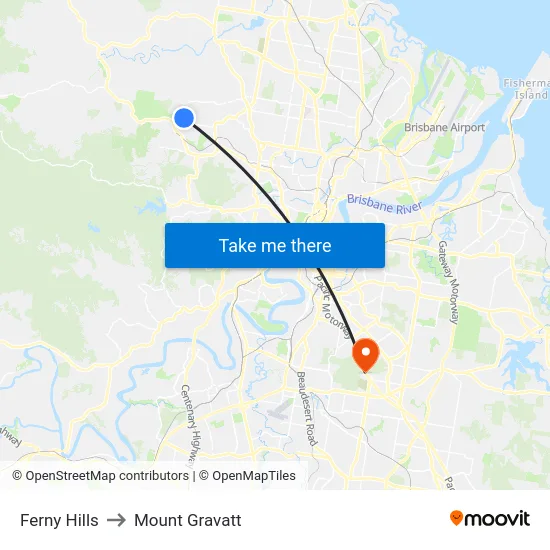 Ferny Hills to Mount Gravatt map