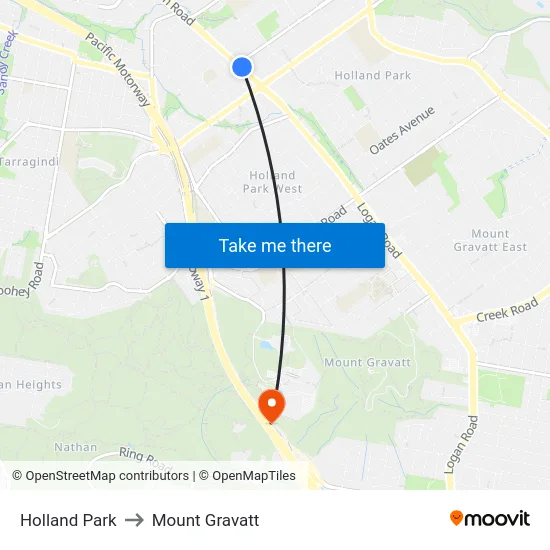 Holland Park to Mount Gravatt map