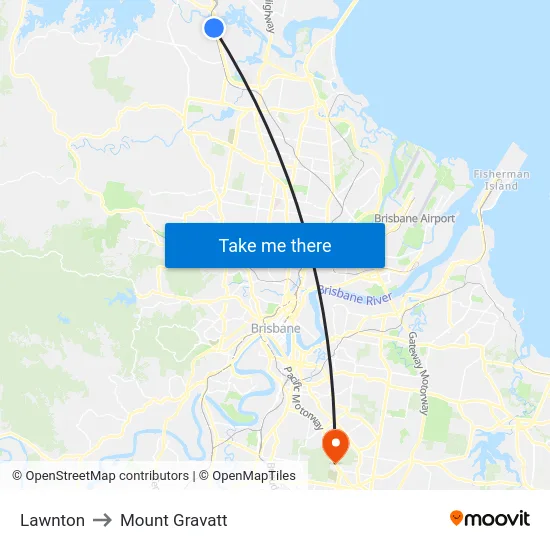 Lawnton to Mount Gravatt map