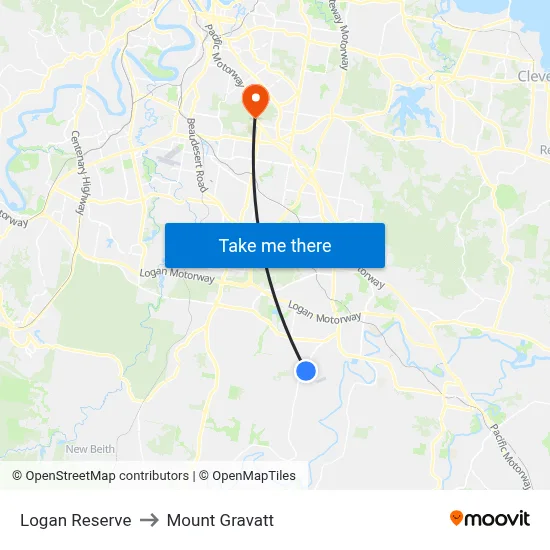 Logan Reserve to Mount Gravatt map