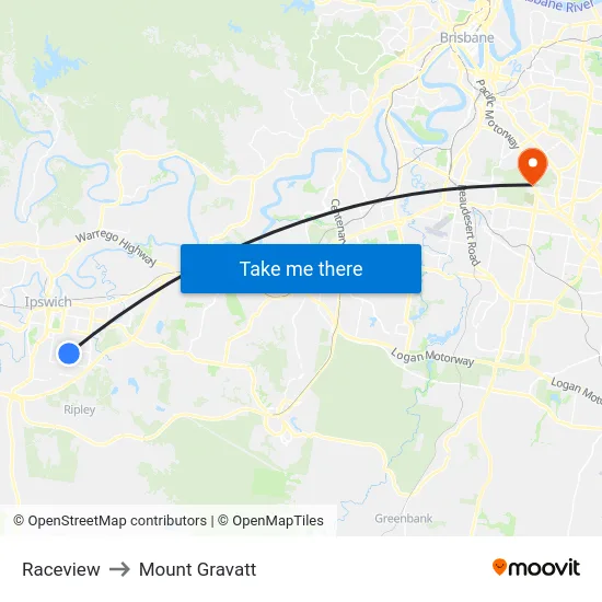 Raceview to Mount Gravatt map