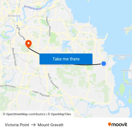 Victoria Point to Mount Gravatt map