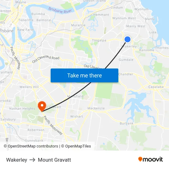 Wakerley to Mount Gravatt map