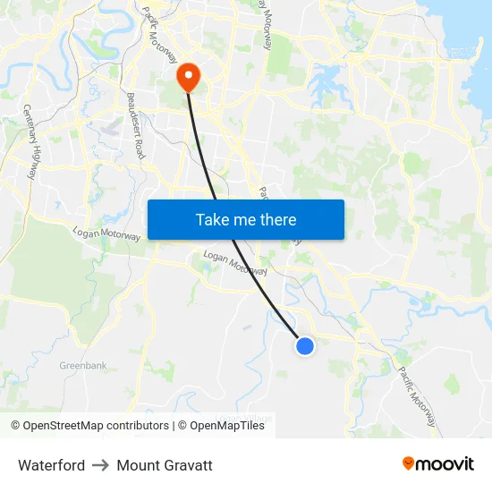Waterford to Mount Gravatt map