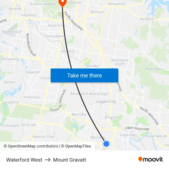 Waterford West to Mount Gravatt map